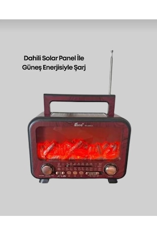 Solar Şarjlı Şömine Işıklı Bluetooth Hoparlör Radyo, Usb, Tf Kart Destekli Radyo