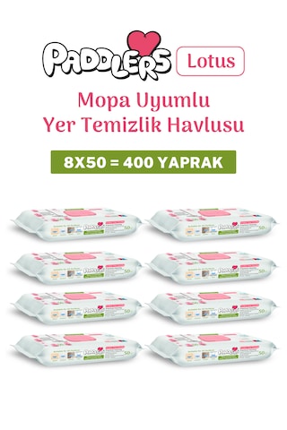 Easy Clean Lotus Çiçeği Kokulu Mopa Uyumlu Yer Temizlik Havlusu 8x50 400 Yaprak beyaz