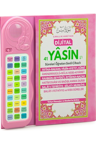 Çocuklar İçin Sure Dua Öğreten Cihaz Sesli Yasini Şerif Kitabı Pembe