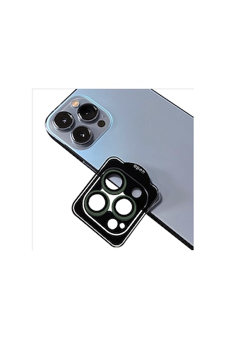 Apple Uyumlu iPhone 13 Pro Max / 13 Pro Kamera Lens Koruyucu Cl-12 Premium Safir Parmak İzi Bırakmayan Anti-reflective Kamera Lens Koruyucu Yeşil