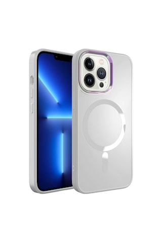 Apple Uyumlu iPhone 13 Pro Max Uyumlu Magsafe Wireless Şarj Özellikli Zore Stil Kılıf-beyaz Beyaz -