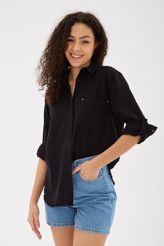 Fashion Friends Etek Ucu Püsküllü Gömlek Siyah Siyah