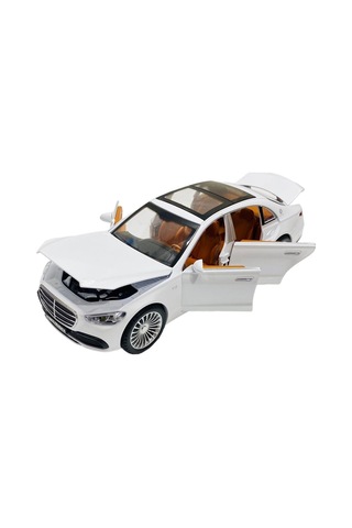 Mercedes Benz S600 Yeni Kasa Metal Model Araba 1-22 Ölçek Işık Ses Duman Beyaz