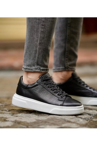 Taşpınar %100 Hakiki Deri Ortopedik Yazlık Hafif Erkek Rahat Günlük Sneaker 38-47 Siyah