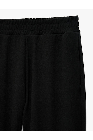 Koton Krep Scuba Kumaş Beli Lastikli Cepli Jogger Eşofman Altı Siyah 7wak30026ek