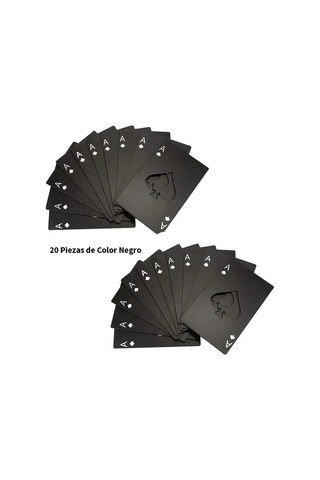 Fortunelane 20 Adet Siyah Çelik Poker Şekilli Şişe Açıcı - Kaliteli, Taşınabilir Set, Parti İçin Uygun Siyah