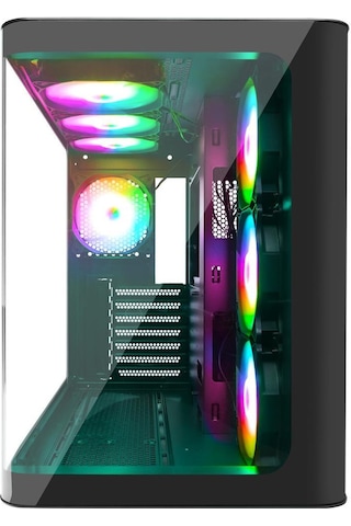 Rampage Loopy Plus Siyah 7 12cm Argb Fan 950w 80 Plus Standart Temperli Cam Kumandalı Atx Mid-t Gaming Oyuncu Kasası