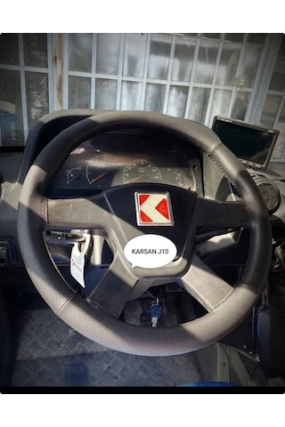 Dikişli Direksiyon Kılıfı Noktalı Damarlı Deri Siyah Dikişli Karsan J10 İçin