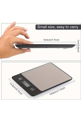 Fastbuy Wangxi Siyah Mutfak Terazisi - 01g Hassasiyet, 6 Birim Doğruluk, Paslanmaz Çelik Siyah