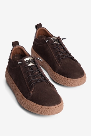 Mubiano Kadın Hakiki Süet Sneaker Lastik Bağcıklı Krep Taban Roan Kahverengi
