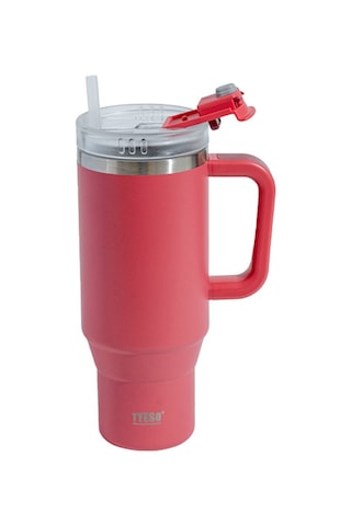 Tyeso Qq Termos Sızdırmaz Pipetli Çift Duvarlı Vakumlu 1200ml Kırmızı