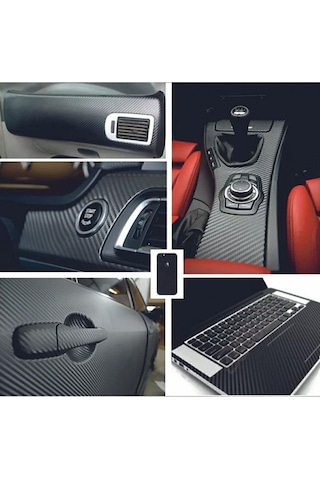 Karbon Fiber Folyo Hava Kanallı Araç Döşeme Kaplama Folyosu Siyah 30 Cm X 1 Metre