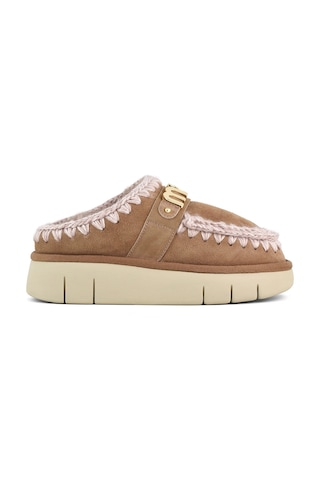 Terlik/ Panduf Ev Kadın Mu.fw531001a Pkbro Mou Bounce Clog Metal Logo Beige Suede Beige Suede Bej