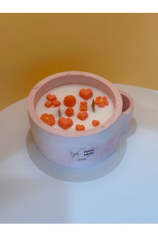 Adaçayı Kokulu Dekoratif Kibrit Bölmeli Soya Wax Beton Mum