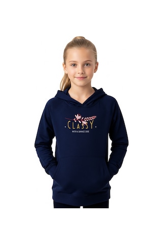 Kapüşonlu 3'lü Kız Çocuk Sweatshirt Cep Detaylı-baskılı Çok Renkli