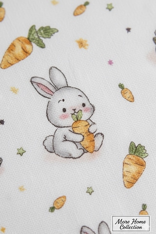 More Home Müslin Bebek Yastık Kılıfı Kapaklı 35x45 Havuç Yiyen Tavşan Çok Renkli