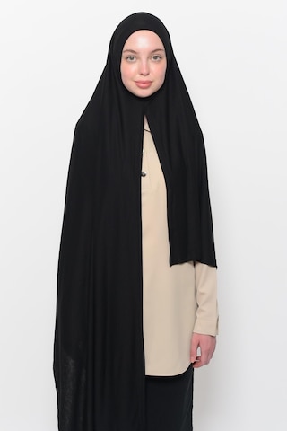 Hazır Pratik Geçmeli Lüks Düz Penye Şal Çapraz Hizalı Siyah