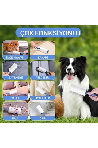 Sogud Tüy Toplayıcı Set 7 Rulo + 1 Sap Toplam 420 Yaprak Kedi Köpek Tüyü Ve Toz Temizleyici Giyim, Kol