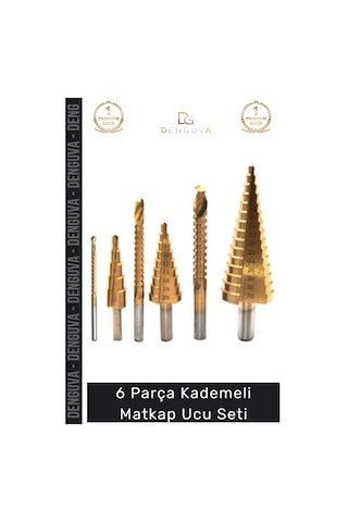 Matkapucu Titanyum Kaplı Hss Kademeli Metal Ahşap Delici Matkap Ucu Sac Delme 6 Parça Panç Seti