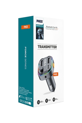 Phixi Fm25 Araç Fm Transmitter Bluetooth 5.3 + Pd & Usb-a Hızlı Şarj