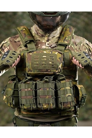 Single Sword Single Sword Kasırga Tactical Balistik Plaka Takılabilen Açık Cepli Hücum Yeleği, Multicam Çok Renkli