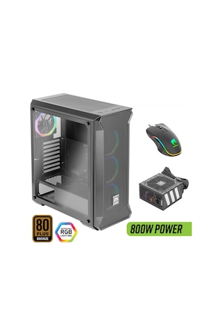 Green Z5 Surena Argb Gaming Bilgisayar Kasası 4 120mm Fan + Kumanda 800w 80+ Bronze Psu Dahil + Mouse