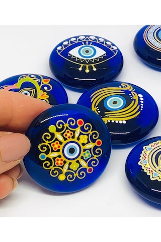 Desenli Nazar Boncuklu Magnet, Dekoratif Obje, Buzdolabı Süsü