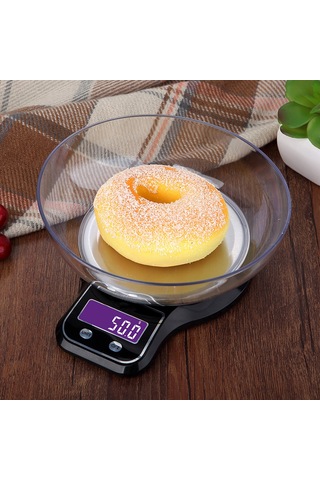 Hangfox "paslanmaz Çelik Mutfak Terazisi - 5kg Kapasiteli, Hassas Ölçüm, Lcd Ekran, Tare Fonksiyonlu" Siyah