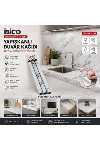 İbico İ13-075 Folyo Sticker Ve Duvar Kağıt 2mt X 60cm Dayanıklı Dekorasyon Tezgah Üstü Diğer