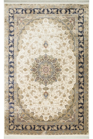 Eko Halı Isfahan Isf 04 Cream Klasik Desenli Yüksek Kalite Sık Dokuma Makine Halısı