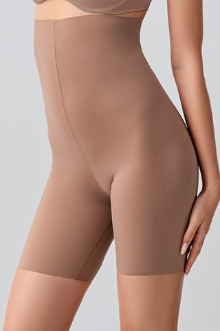 Newbra Kadın Lazer Kesim Toparlayıcı Ultra Yüksek Bel Şortlu Korse - Capucıno Sütlü Kahverengi