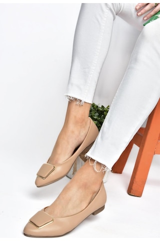 Fox Shoes P726776309 Ten Toka Aksesuarlı Kadın Babet Ten Rengi