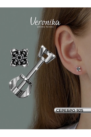 Veronika 925 Ayar Geometrik Kare Şekilli Küpe 44950029 Diğer