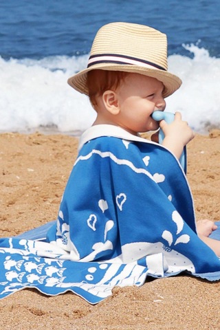 Organik Triko Bebek Örtüsü, Balina 80x90 , Mavi