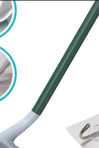 Sopali Tasarim Silikon Klozet Fircasi 41 Cm Aski Kancali Banyo Temizlik Seti Bx-313808 000 Açık Krem