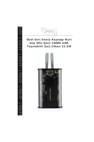 Özel Seri Enerji Kaynağı Hızlı Güç Ofis Şarjı 10000 Mah Taşınabilir Şarj Cihazı 22.5w Çok Renkli