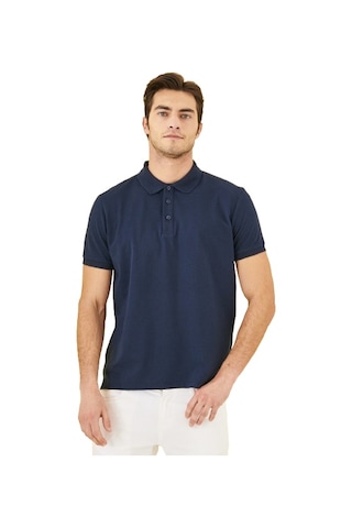 Ac&Co / Altınyıldız Classics 4A4820200047LaaXL Düğmeli Polo Yaka Cepsiz Slim Fit Erkek Tişört Lacivertvert Lacivert