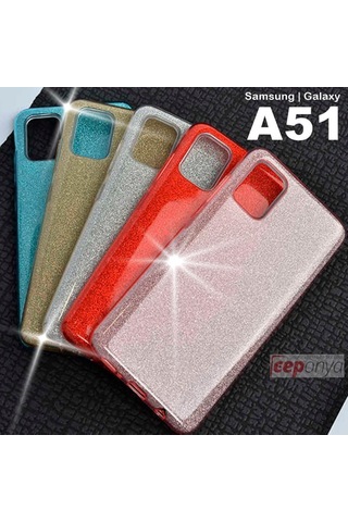 Galaxy A51 Pariltili Simli Kalite Sert Silikon Kilif 408378630