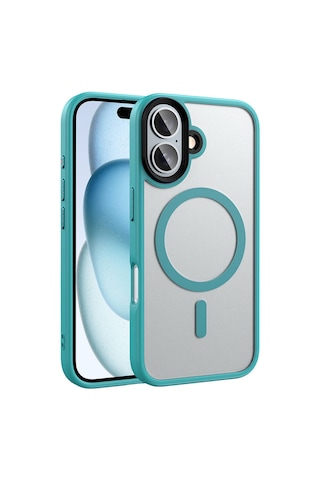 Apple Uyumlu iPhone 16 Plus Kılıf Mat Arka Yüzey Wireless Şarj Özellikli Casen Flet Magsafe Kılıf Desert Titanyum