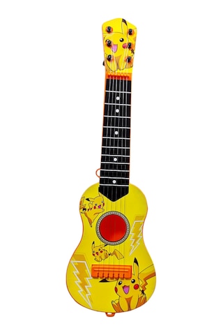 Oyuncak Sarı Pikaçu Modelli İspanyol Gitar 6 Telli Çocuk Gitarı 48 Cm.