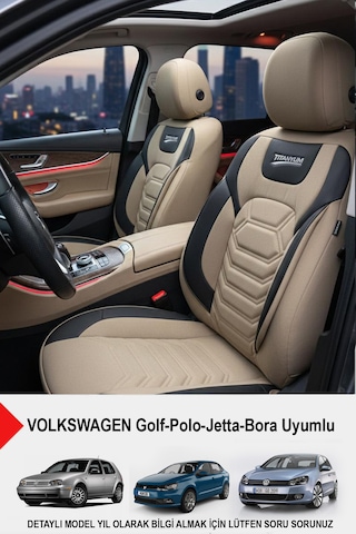Titanyum Serisi Lüks Keten Üniversal Oto Koltuk Kılıfı Volkswagen Bora-golf-jetta-polo Uyumlu Bej