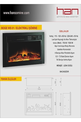 Boge Ws-Q-01 Elektrikli Şömine