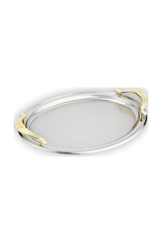 Schafer Ela 2 Li Oval Çay Tepsisi-platin01 Diğer