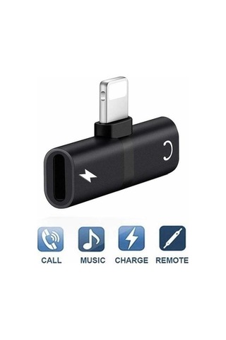 Apple Uyumlu iPhone  Lighting Kare Giriş Kulaklık Ve Şarj Çoklama Başlık Adaptör