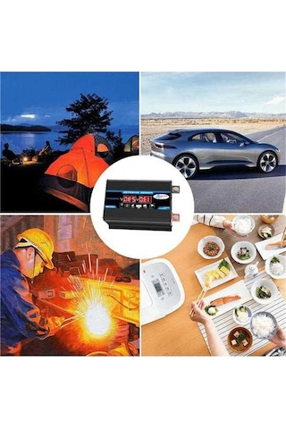 Ulzyvf 4000w Çift Usb'li İnverter, Led Voltaj Göstergeli, 12v-220v, Siyah Kabuk