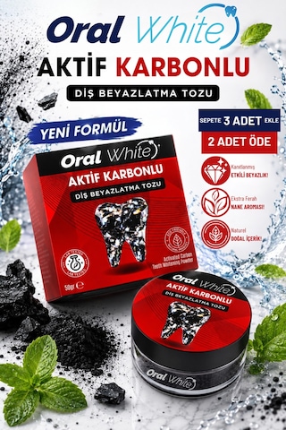 Oral White Aktif Karbonlu Diş Beyazlatma Tozu  50 G