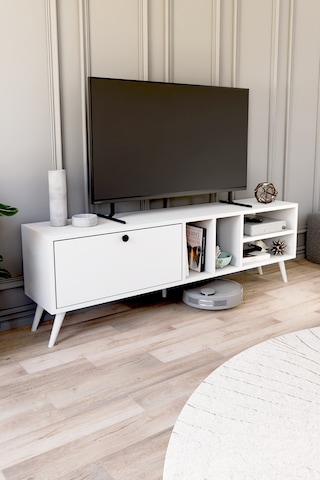 Buka Tv Sehpası, Tv Standı, Televizyon Ünitesi Beyaz