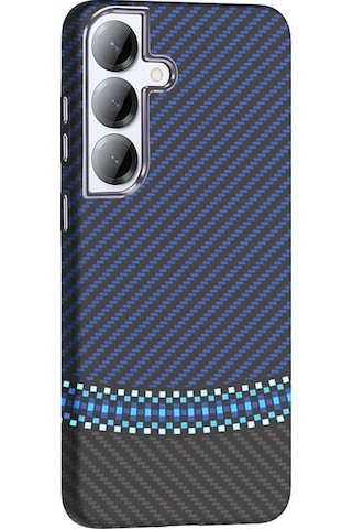 Toyigoo Galaxy Uyumlu S25 Kılıf M-safe Şarj Özellikli Karbon Fiber Görünümlü Gros Kapak - D Desert Titanyum