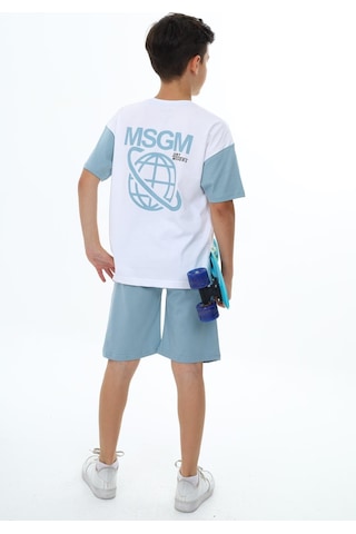 Erkek Çocuk Msgm Baskılı Şortlu Takım-5873-Mavi