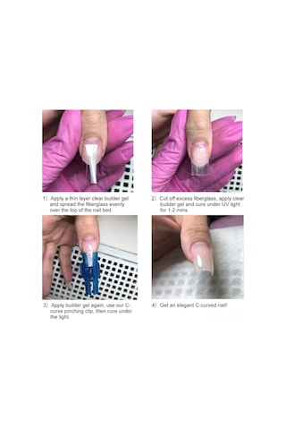 Reedark 6 Adet Metal Gümüş Tırnak Sabitleyici Klampları - C Eğrisi Oluşturucu Tırnak Uzatma Aracı - Fotonlu Lambayla Kullanılabilir